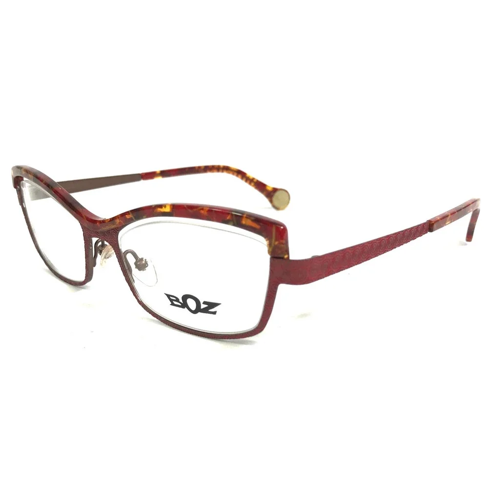 BOZ Eyeglasses Frames ZOUK 8090 Brown Red Cat Eye Semi Rim 52-18-140